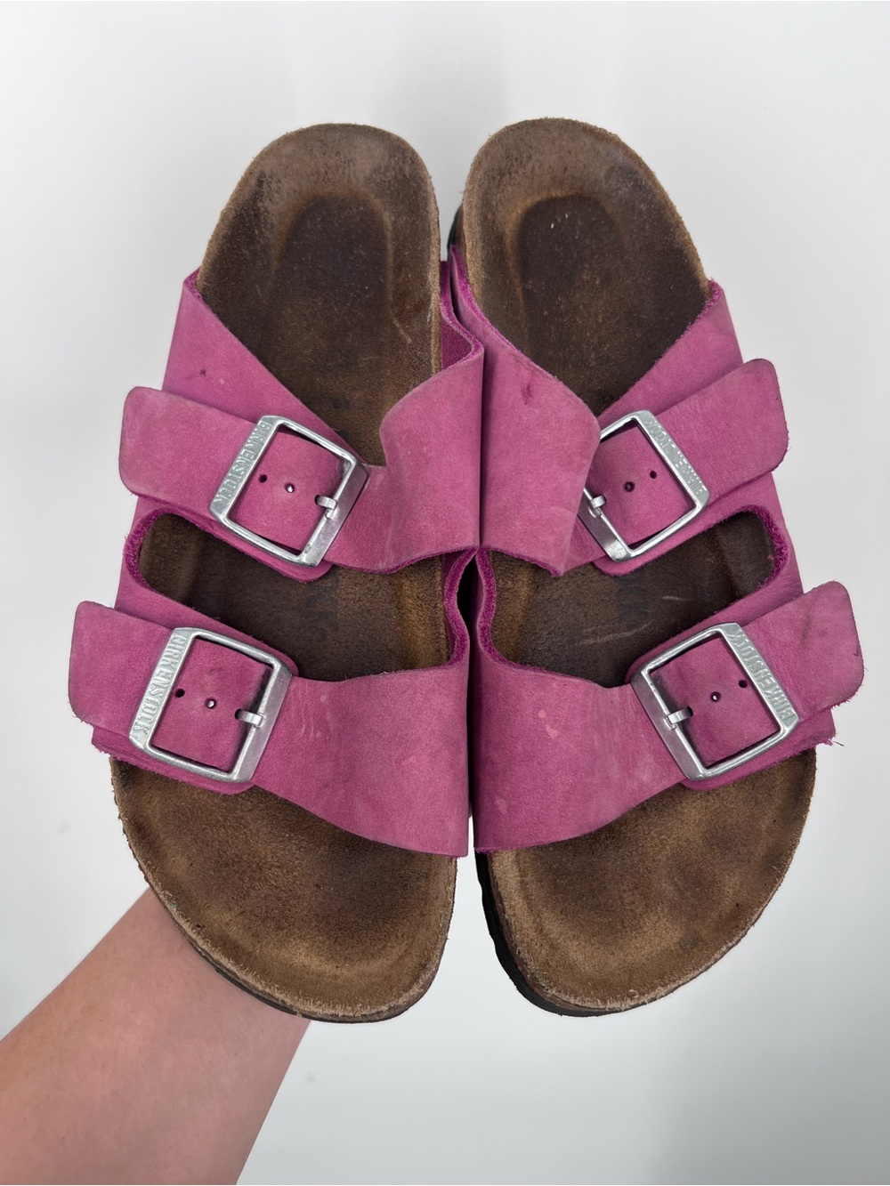 Birkenstock Dark Fuchsia Pink Suede Arizona Sandals 39